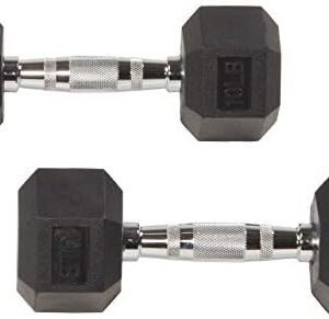 BalanceFrom Rubber Coated Hex Dumbbell Weight Set and Storage Rack, Multiple Packages