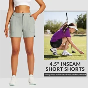 BALEAF Women’s 4.5″ Golf Hiking Shorts Stretch Quick Dry with Zipper Pockets Outdoor Causal Summer Shorts UPF 50+