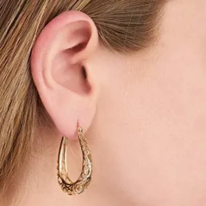 Barzel 18K Gold Plated Filigree Hoop Earrings