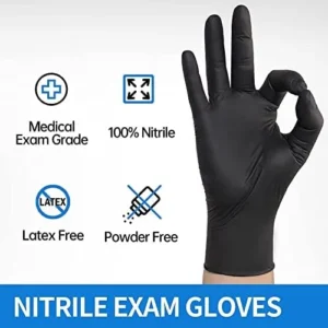 Basic Medical Black Nitrile Exam Gloves – 5 Mil – Latex-Free & Powder-Free – NGPF-1048 (Case of 1,000), XXL, XX-Large