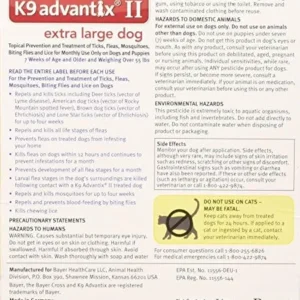 Bayer K9 Advantix II, Flea And Tick Control Treatment for Dogs, Over 55 Pound, 2-Month Supply