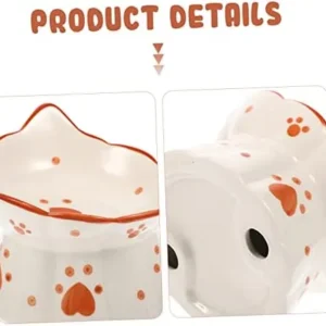 BCOATH Cat Bowl Cat Feeder Bowl Cat Supplies Ceramic Feeding Bowls Cat Food Bowl Cute Dog Bowls Porcelain Kitten Feeder Cat Feeding & Watering Supplies Cat Dish Puppy Ceramics Foldable