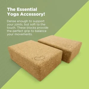 Bean Products Yoga Blocks, Standard & Large Sizes – Studio Grade, Non-Slip, Made from Eco Friendly Materials – 100% Natural Cork or Foam – Improves Stability & Alignment – Single Block or 2 Pack Sets