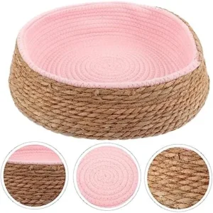 Beavorty Furniture The Bed Puppy cat Bed Cooling pet nest pet Sleeping cat Round Rattan pet Supply The Bed cat Sleeping mat cat Sleeping pad pet Bed pet mat Sleeping pad