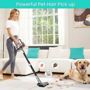 Belife S10 Cordless Vacuum Cleaner, Stick Vacuum Cleaners for Home Carpet and Hardwood Floor, Household Wireless Vacuum for Pet Hair, 22Kpa Powerful Digital Motor, Up to 40Min Runtime (Silver)