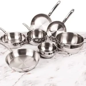 BergHOFF Belly Shape 18/10 Stainless Steel 12Pc Cookware Set, Metal Lids, Fast, Evenly Heat, Induction Cooktop Ready