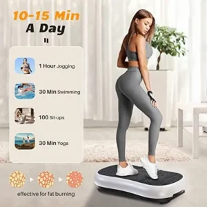 Bigzzia Vibration Plate Exercise Machine 10 Modes Whole Body Workout Vibration Fitness Platform w/ Loop Bands Jump Rope Bluetooth Speaker Home Training Equipment for Weight Loss & Toning