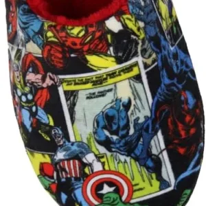 Bioworld Marvel Avengers Retro Comic Strip Fleece Lined Foam Slippers For Men For Women, House Slippers for Indoors and Outdoor