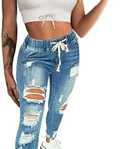 BIUDI FOX Women’s Ripped Boyfriend Jeans High Waist Stretch Skinny Jean Destroyed Denim Pants Plus Size