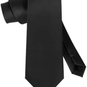 Black Ties For Men Solid Color Formal Neckties 3.75”(9.5CM) XL Tie Big Ties For Men