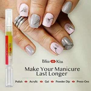 Bliss Kiss | Fragrance Free 4 Nail Oil Cuticle Pens w/Vitamin E & Jojoba⏤Nail Strengthener Nail Growth Treatment for Brittle, Peeling, Breaking, Thin nails