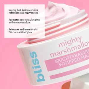 Bliss Mighty Marshmallow Bright & Radiant Whipped Mask – Brightening & Hydrating Face Mask – 1.7 Oz – Luminious Skin – Clean – Vegan & Cruelty-Free – All Skin Types