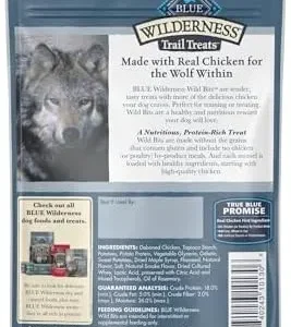 Blue Buffalo Wilderness Trail Treats Wild Bits High Protein Grain Free Soft-Moist Training Dog Treats, Chicken Recipe 4-oz Bag