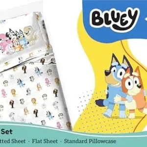 Bluey & Friends Twin Sheet Set – 3 Piece Kids Bedding Set Includes Pillow Cover – Super Soft Microfiber Sheets