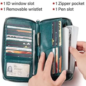 BOSTANTEN Leather Wallets for Women RFID Blocking Zip Around Credit Card Holder Phone Wristlet Clutch