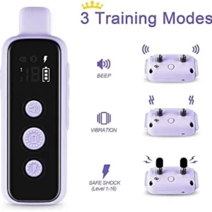 Bousnic Shock Collar for Dogs – Waterproof Rechargeable Dog Electric Training Collar with Remote for Small Medium Large Dogs with Beep, Vibration, Safe Shock Modes (8-120 Lbs) (Purple)