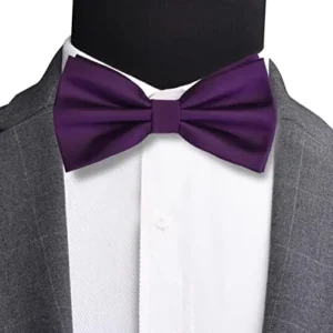 Branduce Mens Solid Color Double Fold Pre-tied Bow Tie and Pocket Square Set