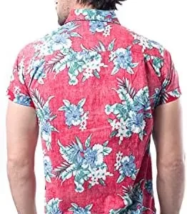 BROOKLYN ATHLETICS Men’s Hawaiian Aloha Shirt Vintage Casual Button Down Tee