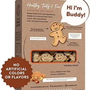 Buddy Biscuits 14 oz Box of Grain-Free Crunchy Dog Treats Made with Natural Peanut Butter