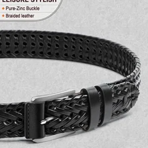 BULLIANT Mens Belts,Leather Woven Braided Belts for Gift Men Casual Jeans Golf