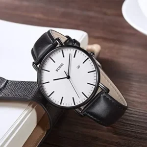 BUREI Men’s Wrist Watches,Minimalist Analog Quartz Watches for Men with Leather Band,Gifts for Men