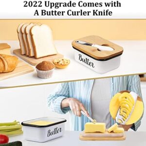 Butter Dish with Lid and Butter Curler Knife for Countertop – Unbreakable Metal Keeper Container with High-quality Double Silicone Sealing, for Kitchen Farmhouse Decor