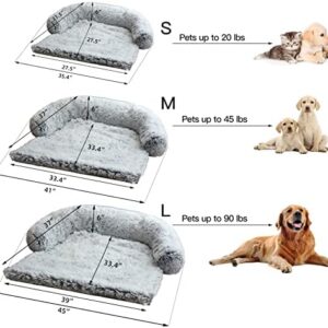 Calming Dog Bed Fluffy Plush Dog Mat for Furniture Protector with Removable Washable Cover for Large Medium Small Dogs and Cats (Large, Light Grey)