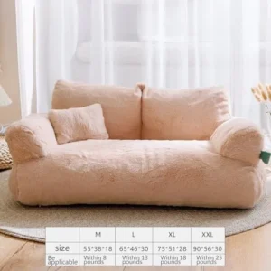 Calming Pet Sofa, Calming Dog Bed Fluffy Plush Pet Sofa with Removable Washable Cover, Cat Sofa Bed, Dog Calming Bed with Anti-Slip Bottom,C,M