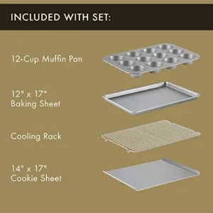 Calphalon Nonstick Bakeware Set, 10-Piece Set Includes Baking Sheet, Cookie Sheet, Cake Pans, Muffin Pan, and More, Dishwasher Safe, Silver