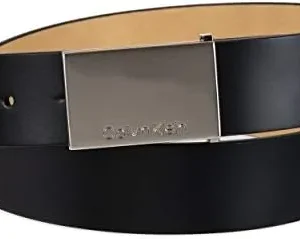 Calvin Klein Men’s Casual Statement Plaque Buckle Belt with Logo Treatment