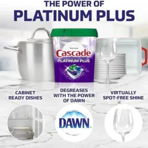 Cascade Platinum Plus Dishwasher Pod, Dish Detergent ActionPacs Dish Pods, Fresh, 52 Count