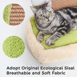 Cat Bed with Scratching Pad Small Cat Calming Bed Anti-Anxiety Bed for Indoor Cat Scratching Post 11.8”x15.7”