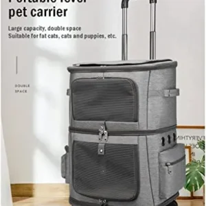 Cat/Dog Stroller with Wheels for Cats/Puppies Double-Layer Pet Carrier for 2 Cats Portable Outdoor Travel Bag Folding Soft Sided Pet Pram for Twin or