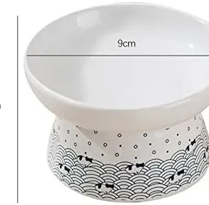 Ceramic Raised Cat Food Bowl Dish Anti Skid Cat Feeding Watering Supplies Sturdy for Dry Wet Food Stylish, 15cmx9cm