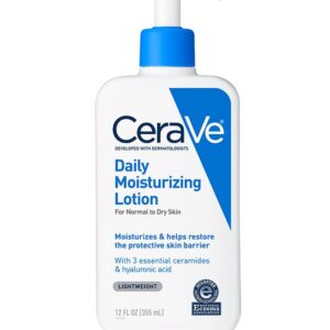 CeraVe Daily Moisturizing Lotion for Dry Skin | Body Lotion & Face Moisturizer with Hyaluronic Acid and Ceramides | Daily Moisturizer | Fragrance Free | Oil-Free | 12 Ounce