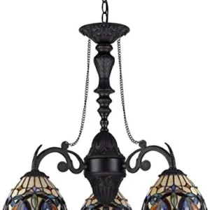 Chloe Lighting CH33353VR21-DC3 Serenity Tiffany-Style Victorian 3-Light Mini Chandelier, 25.8 x 20.5 x 20.5, Bronze