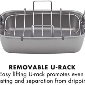 Circulon Nonstick Roasting Pan / Roaster with Rack – 17 Inch x 13 Inch, Gray