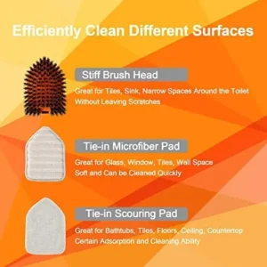 CLEANHOME Tile Tub Scrubber Brush with 3 Different Function Cleaning Heads and 56″ Extendable Long Handle-No Scratch Shower Scrubber for Cleaning Bathroom Kitchen Toilet Wall,Bathtub,Sink,Grey