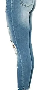 CME SHOWU Women Skinny Ripped Jeans Stretch Distressed Destroyed Denim Pants