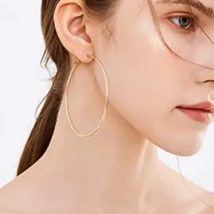 Cocadant Big Gold Hoop Earrings for Women Girls,Dainty 14k Gold Hypoallergenic Rose Gold Silver Hoop Earrings with 925 Sterling Silver Post,Stainless Steel Large Hoop Earrings