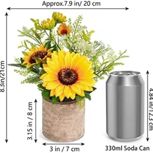 COCOBOO Sunflower Artificial Flowers Pot, Sunflower Decor, Yellow Fake Flower in Pots, for Home Bathroom Kitchen