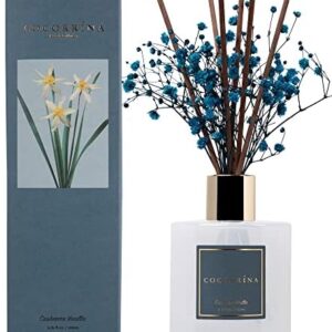 Cocorrína Premium Reed Diffuser Set with Preserved Baby’s Breath & Cotton Stick Cashmere Vanilla | 6.7oz Scent Fragrance Oil Diffuser for Bedroom Bathroom Home Décor