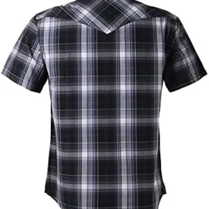 COEVALS CLUB Men’s Western Plaid Pearl Snap Buttons Two Pockets Casual Short Sleeve Shirts