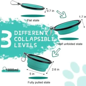 Collapsible Dog Bowls for Travel, 2-Pack Dog Portable Water Bowl for Dogs Cats Pet Foldable Feeding Watering Dish for Traveling Camping Walking with 2 Carabiners, BPA Free