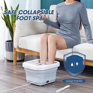 Collapsible Foot Spa Bath with Heat and Massage and Jets,Pedicure Foot Spa,Foot Soak Tub with Non-Motorized Massage Rollers and Foot File, Foot Massager Spa-White