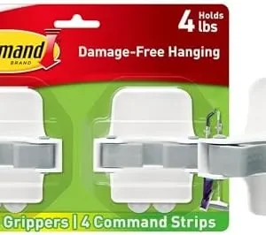 Command Broom and Mop Grippers, 2-Grippers, 4-Strips, Organize Damage-Free