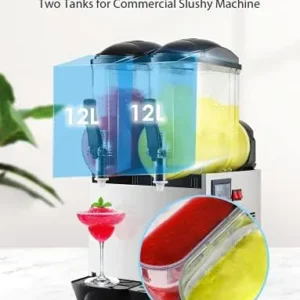 Commercial Slushy Machine for Frozen Drinks,24L 1050W 110V Large Slushie Maker with 2 Tank,6.4 Gallon Margarita Machine,Electric Icey Smoothie Machine for Cocktail Beverage Wine Daiquiri Lemonade etc.