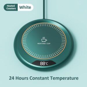 Constant Temperature Heating Coaster, Auto Shut Off, for Desk with 3 Temperature Settings,Office Desk Accessories Home Kitchen Appliances Gadgets, Birthday Gifts for Women Men(Green)