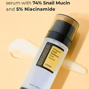 COSRX Niacinamide 5% + Snail Mucin 74% Dual Essence, Anti aging Face Serum for Dull Skin, Hydrating, Brightening, Repairing, 2.70 fl.oz / 80ml, Sensitive Skin, Not Tested on Animals, Korean Skincare