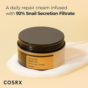 COSRX Snail Mucin 92% Moisturizer 3.52oz/ 100g, Daily Repair Face Gel Cream for Dry, Sensitive Skin, Not Tested on Animals, No Parabens, No Sulfates, No Phthalates, Korean Skincare